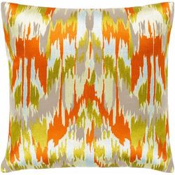 Donalds 22" Square Traditional Cotton Lime/Dusty Sage/Ice Blue/Orange/Yellow/Lime Green/Medium Gray Throw Pillow - Boutique Rugs