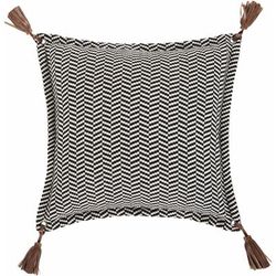 Rowena 20" Square Rustic Cotton Black/Beige/Medium Brown Throw Pillow - Boutique Rugs