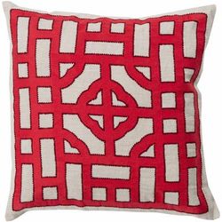 Athelstone 22" Square Traditional Dark Red/Light Gray/Red Throw Pillow - Boutique Rugs