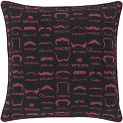 Gilwern 18" Square Cottage Black/Magenta Lumbar Pillow - Boutique Rugs