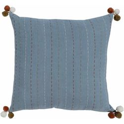 Porth 22" Square Modern Cotton Cream/Burnt Orange/Light Blue/Mustard Throw Pillow - Boutique Rugs