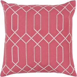 Rasmussen 20" Square Traditional Light Gray/Rose/Dark Pink Throw Pillow - Boutique Rugs