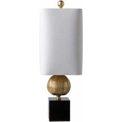 Watsonville 23"H x 7"W x 8"D Modern White/Gold/Black/Metallic - Brass/Metallic Brass Table Lamp - Boutique Rugs