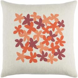 Shadoxhurst 22" Square Cottage Beige/Coral/Orange/Rust/Brick Red/Rust Throw Pillow - Boutique Rugs