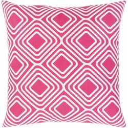 Kinross 22" Square Modern Cotton Off White/Pink Throw Pillow - Boutique Rugs