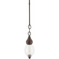 Longforgan 7"L x 7"W x 16"H Rustic Rust/Clear/Translucent/Clear/Translucent Pendant - Boutique Rugs
