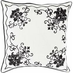 Glenunga 22" Square Cottage Black/Cream Throw Pillow - Boutique Rugs