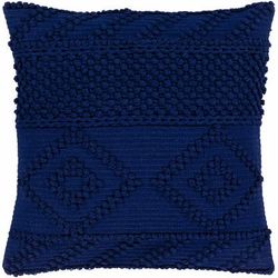 Settle 22" Square Cottage Cotton Dark Blue/Navy Throw Pillow - Boutique Rugs
