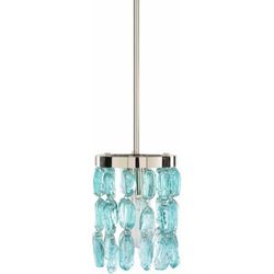 Gotham 6"L x 6"W x 9"H Rustic Teal/Nickel/Translucent/Metallic - Nickel/Translucent Pendant - Boutique Rugs