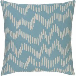 Gillette 20" Square Modern Cotton Beige/Sky Blue/Light Beige/Peach Throw Pillow - Hauteloom