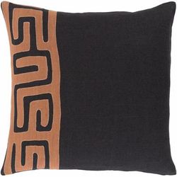 Woodlynne 22" Square Black/Brown/Dark Red Lumbar Pillow - Boutique Rugs