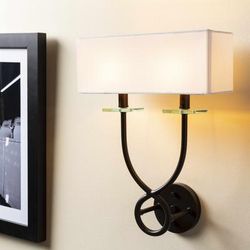 Brighstone 7"L x 13"W x 18"H Rustic White/Bronze/Clear/Metallic - Bronze Wall Sconce - Boutique Rugs