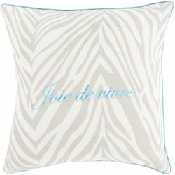 Chalton 20" Square Cottage Aqua/Ivory/Medium Gray Throw Pillow - Boutique Rugs