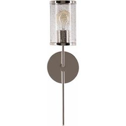 Braybrook 6"L x 5"W x 19"H Rustic Nickel/Clear/Metallic - Nickel/Metallic - Nickel Wall Sconce - Boutique Rugs
