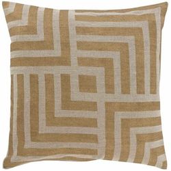 Atworth 22" Square Modern Tan/Metallic Gold Throw Pillow - Boutique Rugs
