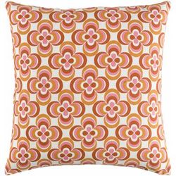 Longhorsley 18" Square Modern Cotton Burnt Orange/Ivory/Pink/Bright Orange/Ivory Throw Pillow - Boutique Rugs