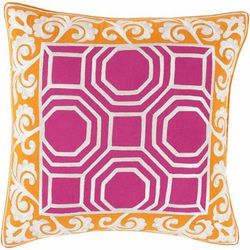 Midnight 22" Square Traditional Cotton Ivory/Magenta/Orange Throw Pillow - Boutique Rugs