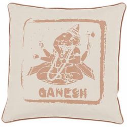 Newmilns 20" Square Cottage Cotton Beige/Brown/Dark Red Throw Pillow - Boutique Rugs