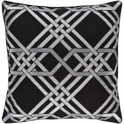 Spixworth 13"L x 20"W Traditional Black/Metallic Silver/Silver Gray Lumbar Pillow - Boutique Rugs
