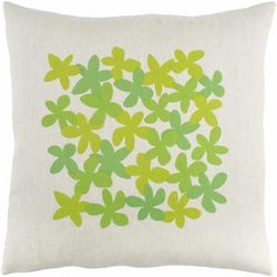 Scotby 18" Square Cottage Beige/Green/Light Green Throw Pillow - Boutique Rugs