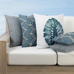 Lagoon Indoor/Outdoor Pillow Collection by Elaine Smith - Isla Palm, 22" x 22" Square Isla Palm - Frontgate