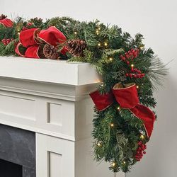 9 ft. Christmas Garland - Christmas Cheer Cordless Garland with Bow, Individual - Outdoor/Indoor Christmas Decorations - Frontgate