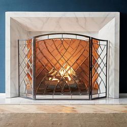 Victoria Beveled-glass Fireplace Screen - Frontgate