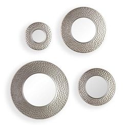 Hammered Metallic Wall Mirrors, Set of Four by BrylaneHome in Silver