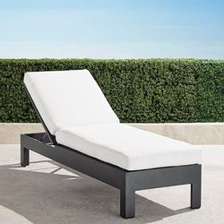 St. Kitts Chaise Lounge with Cushions in Matte Black Aluminum - Standard, Dove - Frontgate