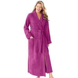 Plus Size Women's Long Terry Robe by Dreams & Co. in Rich Magenta (Size 3X)