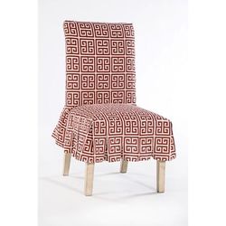 Roman Key Cotton Dining Chair Slipcover by Classic Slipcovers in Red White (Size DINING CHR)