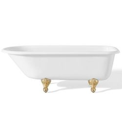 Cheviot Traditional 54 Inch Cast Iron Classic Clawfoot Tub - Continuous Rolled Rim - No Faucet Drillings 2094-WW-PB