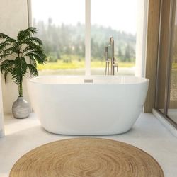 Randolph Morris Hudson 61 Inch Acrylic Double Ended Freestanding Tub - No Faucet Drillings RMA350-BN