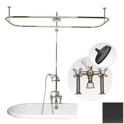 Randolph Morris Side Deck Mount Clawfoot Tub Shower Enclosure with English Telephone Faucet and Rain Shower Head RM771RORB