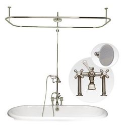 Randolph Morris 60 Inch Clawfoot Tub Side Mount Shower Enclosure with Faucet and Watering Can Shower Head RM771BN