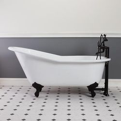 Randolph Morris Mila 67 Inch Vintage Cast Iron Slipper Clawfoot Tub - Rim Faucet Drillings RM67SL7ORB