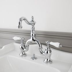 Randolph Morris High Spout 8 Inch Bridge Lavatory Faucet - Porcelain Lever Handles RMB758VPL-CP