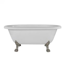Randolph Morris Juniper 66 Inch Acrylic Double Ended Clawfoot Tub - No Faucet Drillings - Lion Paw Feet RMA66DE0WLPBN