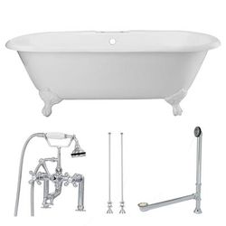 Randolph Morris Cambridge 66 Inch Cast Iron Double Ended Clawfoot Tub and Faucet Package TUBSET19WHCP