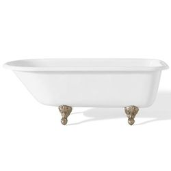 Cheviot Traditional 61 Inch Cast Iron Classic Clawfoot Tub - Rim Faucet Drillings 2105-WW-7-BN