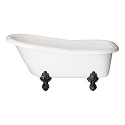 Restoria Bathtub Ambassador 60 Inch Acrylic Slipper Clawfoot Tub - No Faucet Drillings S501-O-NH