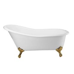 Randolph Morris Charlotte 60 Inch Cast Iron Slipper Clawfoot Tub - Rim Faucet Drillings LG60SL7WSIS
