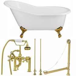 Randolph Morris Adela 62 Inch Cast Iron Slipper Clawfoot Tub and Faucet Package TUBSET13PBPB
