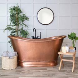 Randolph Morris Harlow 71 Inch Copper Freestanding Double Slipper Bathtub - Medium Copper RMC2-M