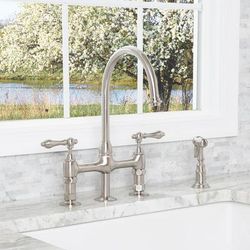 Randolph Morris Gooseneck Bridge Style Kitchen Faucet - Metal Lever Handles RMK738ML-BN