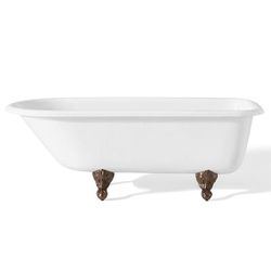 Cheviot Traditional 61 Inch Cast Iron Classic Clawfoot Tub - Continuous Rolled Rim - No Faucet Drillings 2104-WW-AB