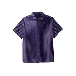 Men’s Big & Tall Check Short-Sleeve Sport Shirt by KingSize in Navy Check (Size 3XL)