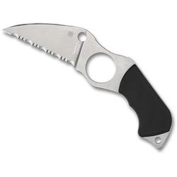 Spyderco Swick 6 Fixed Blade Knife 2.73in LC200N Serrated Wharncliffe Blade Boltaron Sheath Black G10 Handle FB14S6