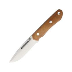 Bark River Springbok II 3V Natural Canvas Fixed Blade Knife 4.5in Standard Edge Satin Natural Canvas Micarta Handle 05-220MNC
