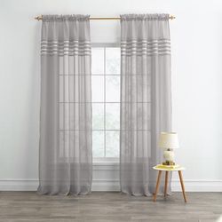 Wide Width BH Studio Sheer Voile Pleated Rod-Pocket Panel by BH Studio in Silver (Size 56" W 95" L) Window Curtain